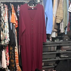 Old Navy Burgundy Long Sleeve Maxi Dress